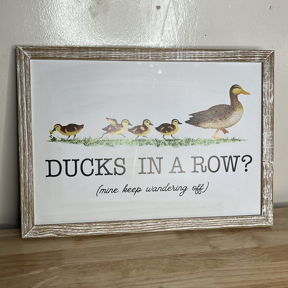 Ducks in a row Framed picture wood frame sign farmhouse duck sign